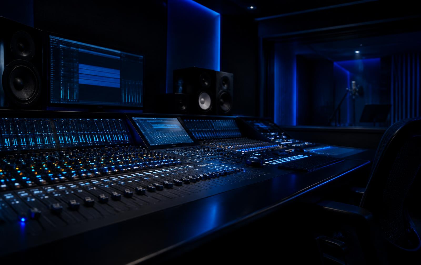 Mengtafel in een donkere studio